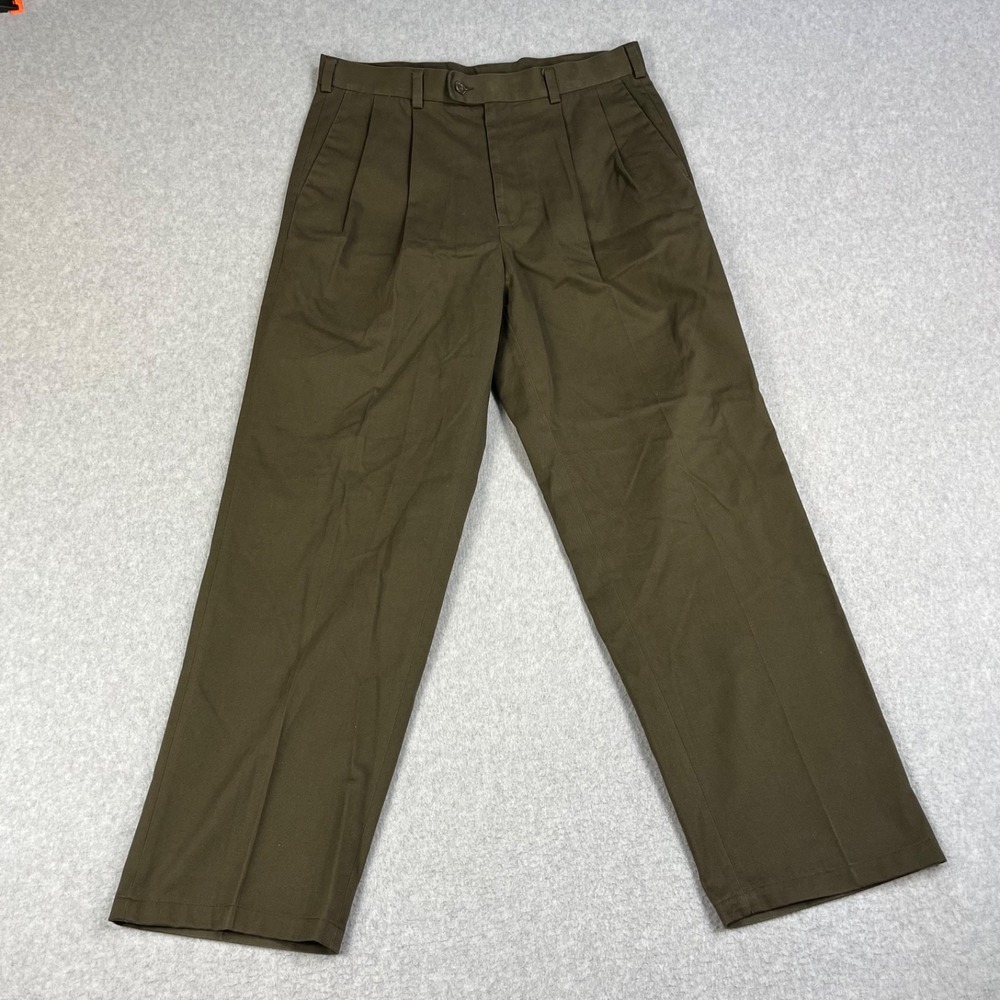 Natural Issue Pants Mens 34x32 Fits 34x30 Dark Brown Straight Fit Pleated Khakis
